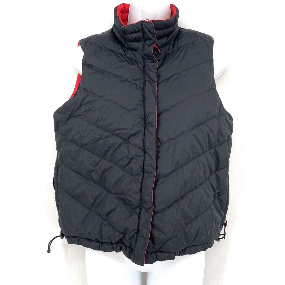Coldwater Creek Red Black Reversible Goose Down Puffer Vest Women's Size Small